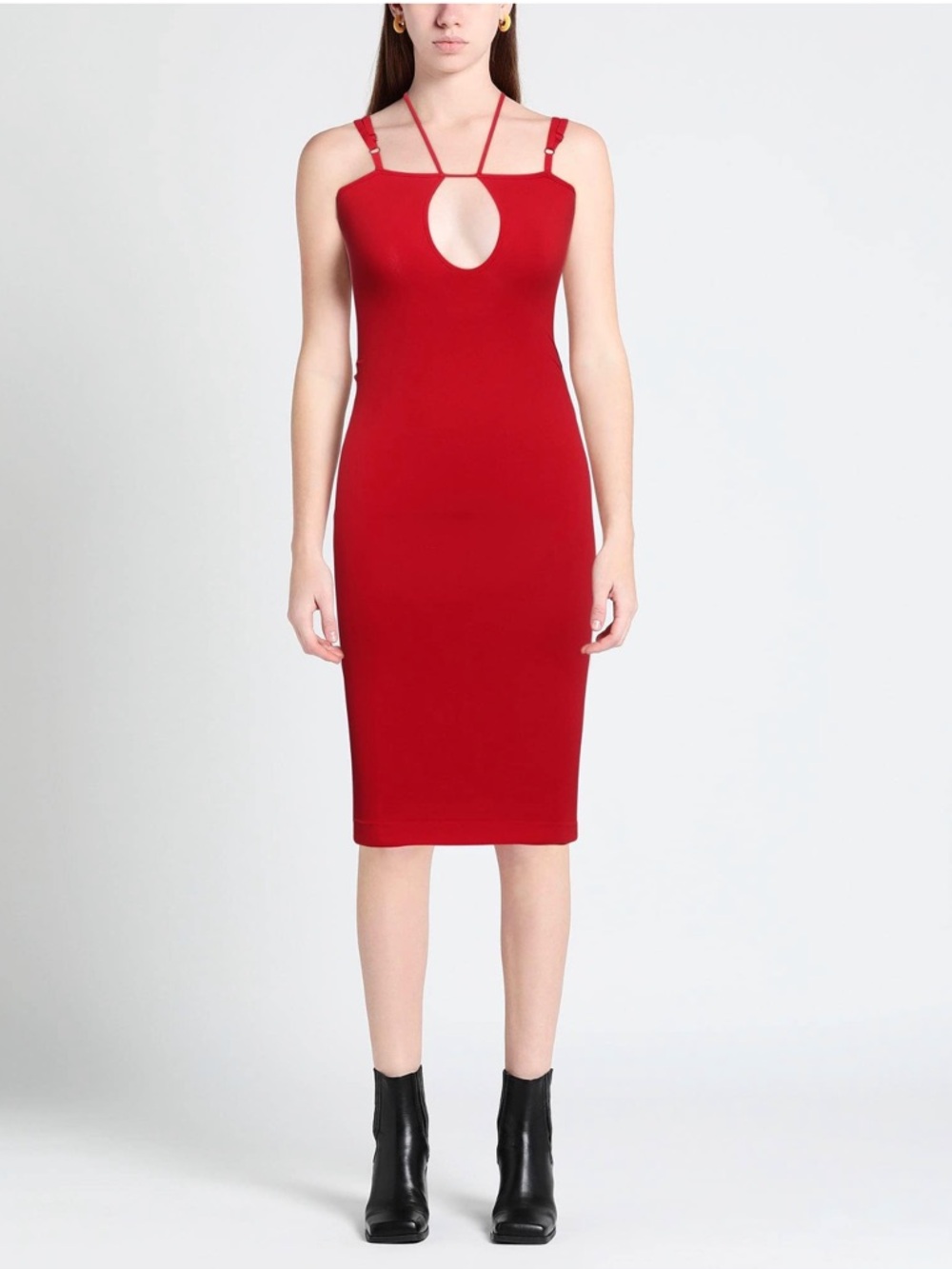 ANDREÁDAMO Designer red midi dress, MADE IN ITALY